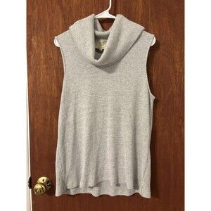 Vanessa Virginia by Anthropologie Womens XL Gray Knit Ribbed Cowl Neck Stretch